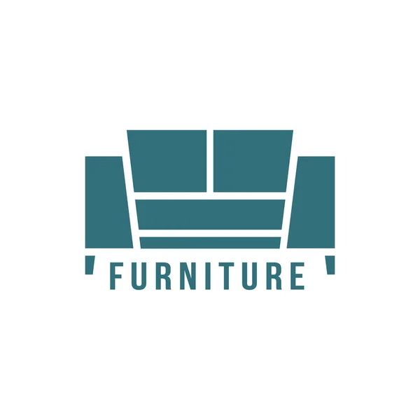 Furniture logotype with green sofa icon — Stock Vector