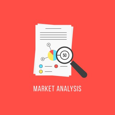 market analysis with sheets and magnifier