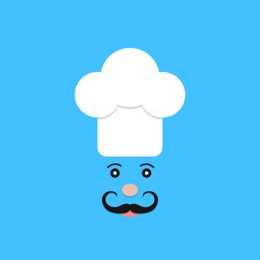physiognomy of chef on blue background