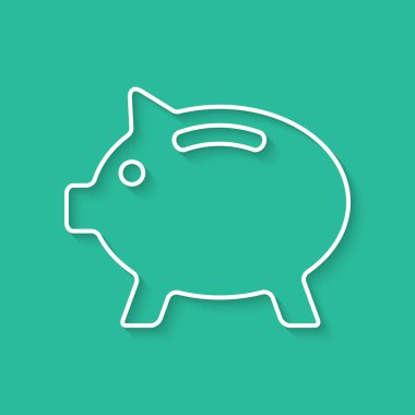 white outline piggy bank with shadow