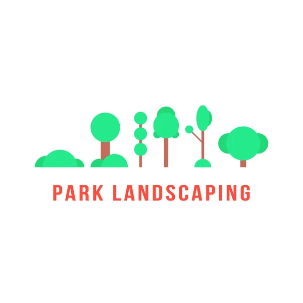 Park landscaping with trees and bushes — Stok Vektör