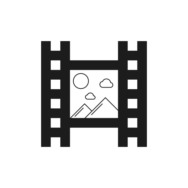 Black film icon with mountains — 图库矢量图片