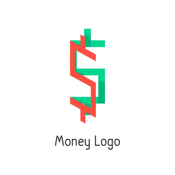 Renkli dolar işareti olan para logo — Stok Vektör