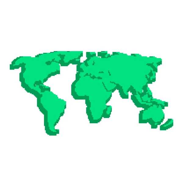 Verde 3d mapa do mundo como elementos pix — Vetor de Stock