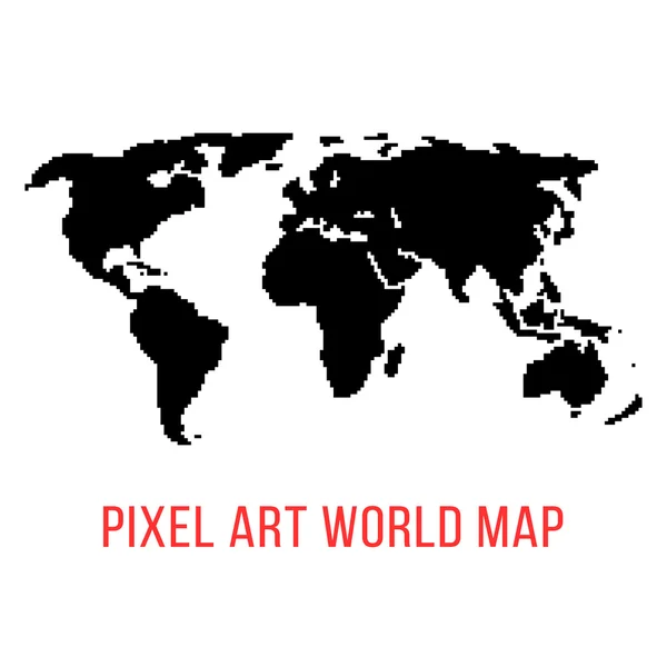 Mapa do mundo preto em pixel art — Vetor de Stock