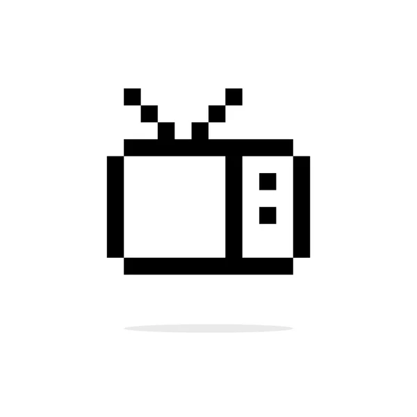 Simple 8bit tv black icon — Stock Vector