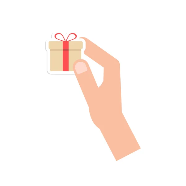 Hand som håller lite presentkort box — Stock vektor