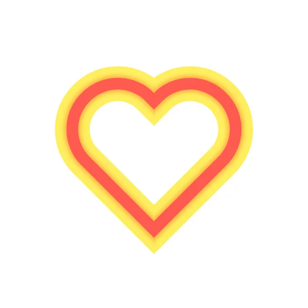 Icône de coeur lumineux jaune et rouge — Image vectorielle