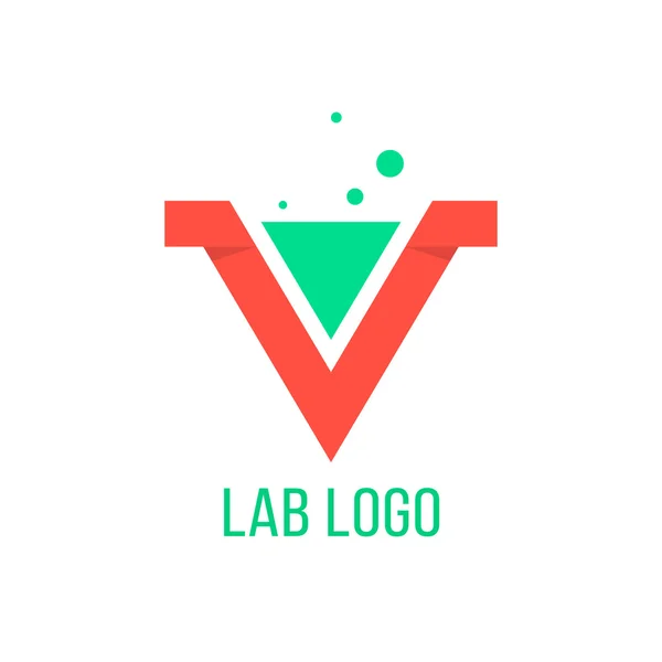 Emblema de laboratório como carta v vermelho — Vetor de Stock