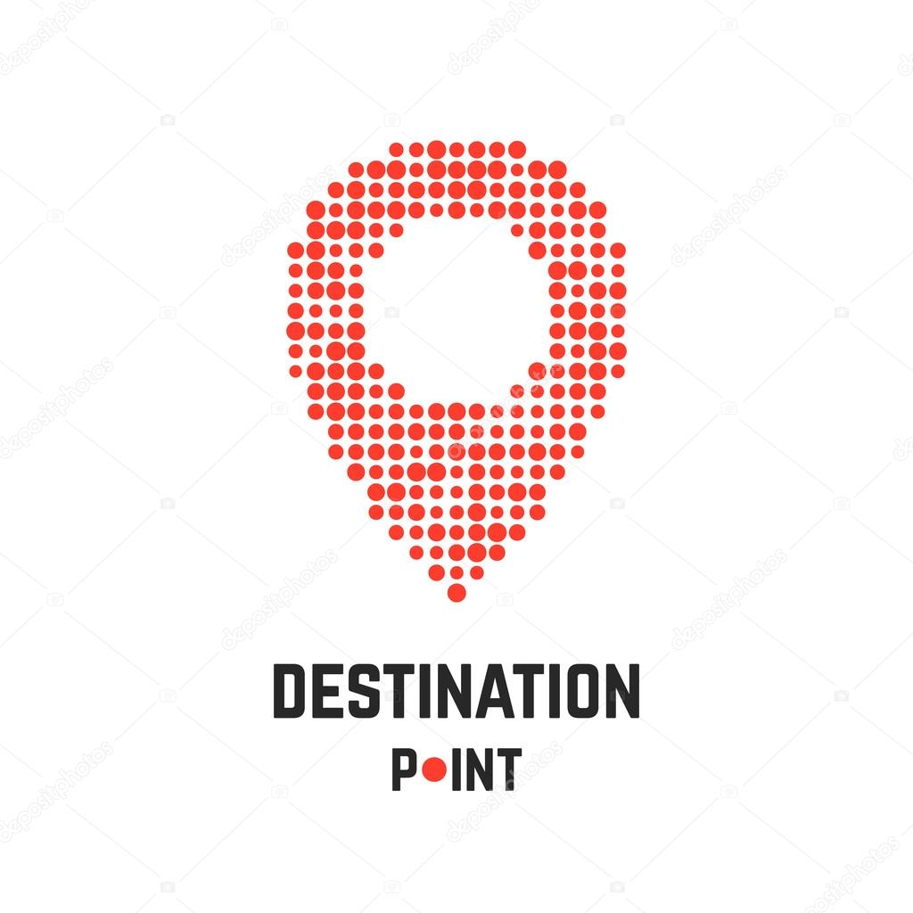 destination point with pin from dots