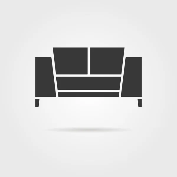 Black sofa icon with shadow — Stok Vektör