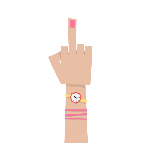 Young girl hand with middle finger — Stock Vector