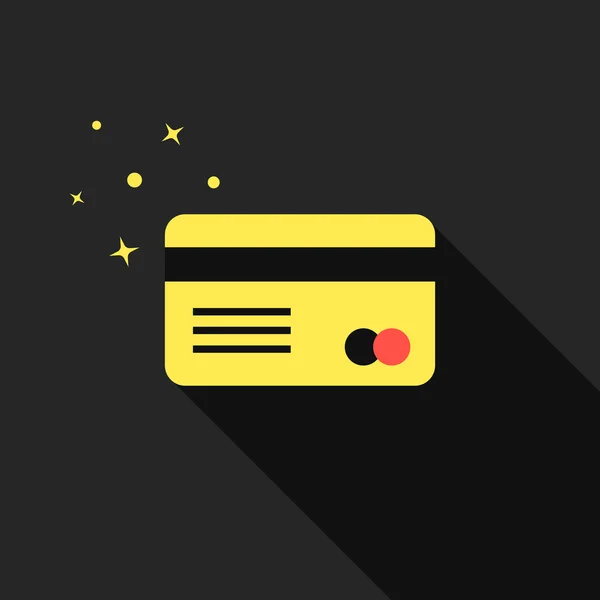Cartão de crédito dourado com sombra longa — Vetor de Stock