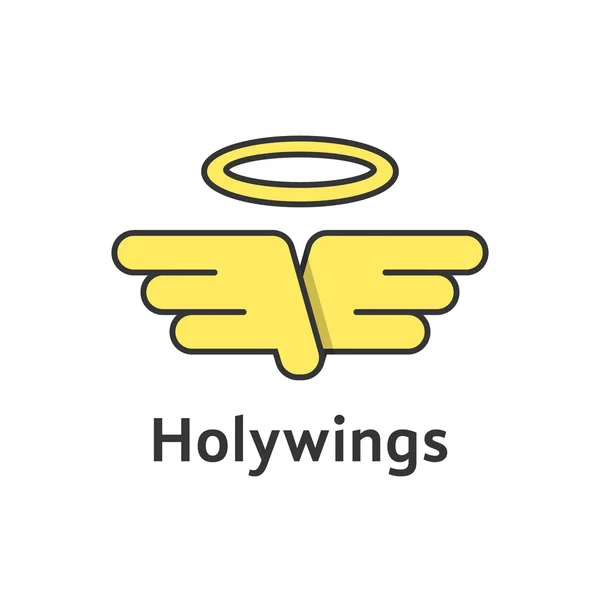 Священные крылья с желтым контуром эмблемы — стоковый вектор