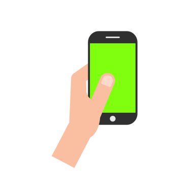 sol el ile yeşil perde smartphone tutarak