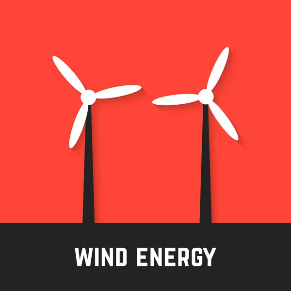 红色背景上的黑色和白色的风电机 — 图库矢量图片