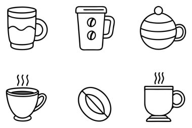 Kahve kuyruğu zarif kupa çizimi