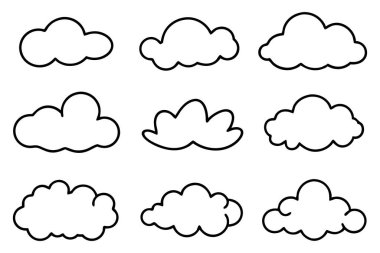 Bulutlar çizgi çizimi yaratıcı taslak konsepti