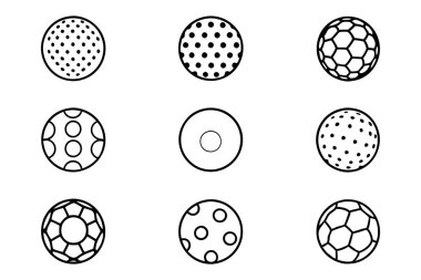 Golf Topu Simgesi Çizgisi Sanat Vektörü Grafiği