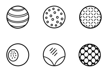 Golf Topu Simgesi Çizgisi Sanat Asgari Taslak