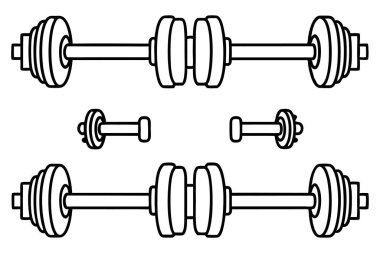 Dumbbell çizgisi siyah vektör çizimi