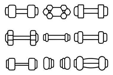 Dumbbell Simge Çizgisi Sanat Fitness Tasarımı