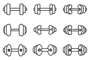 Dumbbell Simgesi Çizgi Sanatı Egzersizi