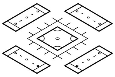 Rugby alanı çizim çizelgesi çizimi