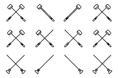 Polo çekiç simgesi çizgisi çizgisi