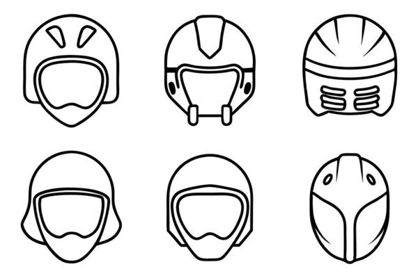 Snowboard helmet line art visual depiction