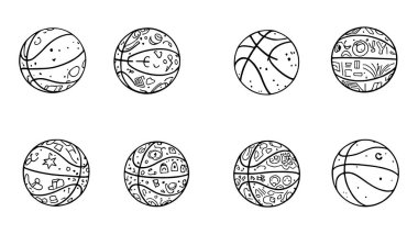 Basketbol tam detay çizgisi sanat hareketi ve yoğun oyun oynanıyor