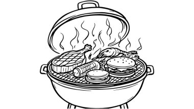 Mangal Izgarası Çizim Hattı Kömür ateşinde pişen sanat