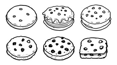 Yazdırılabilir Tasarımlar için Kurabiye Yapılandırma Çizgisi Resim Çizimi