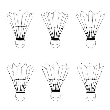 badminton servis aracı çizgisi çizimi ayrıntılı tüyleri ve pürüzsüz tasarımı gösterir