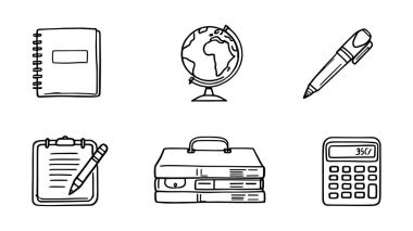 Öğrenim sezonu için Okul Vektörü çizgisi çizimine dönüş