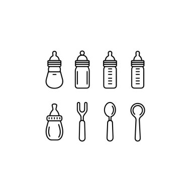 Şişe kaşıkları dahil bebek eşyaları sanat minimalisti