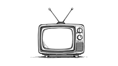 Klasik medya titreşimlerini gösteren eski bir antika televizyon serisi.