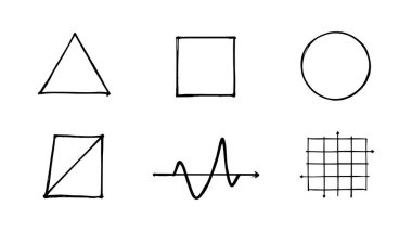 Matematiksel formlara sahip Cebir ve Geometri Vektörü çizgi çizimleri