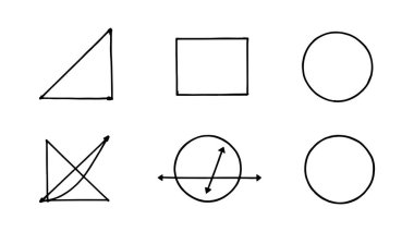 Matematiksel formlara sahip Cebir ve Geometri Vektörü çizgi çizimleri