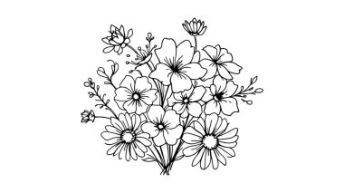 Sofistike Ev Biçimi İçin Soyut Çiçek Buketi Sanat Karmaşık Çizgisi Sanatı