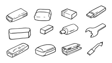Basit geometrik ve organik şekillerin silme çizgileri