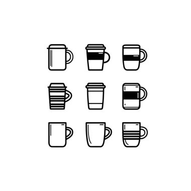 Kahve fincanı çizgisi basit modern estetik illüstrasyon