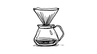 Kahve üreticisi çizgisi. Kahveciler için çizim çizimi.