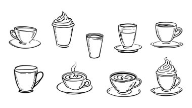 Kahve kupası sanat çizgisi tasarımı benzersiz minimalist tarzda