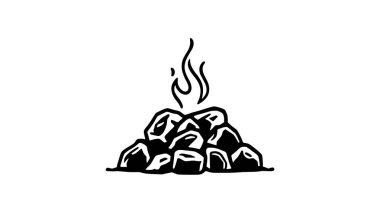 Kömür ve ateş hattı siyah ve beyaz çizim tasarımı