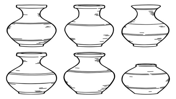Clay vase or pot line art design