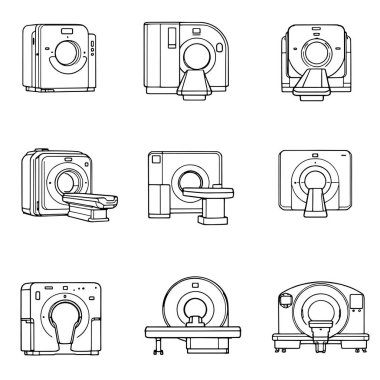 Tomografi çizgisi. Sanat minimalist sağlık teknolojisi. İllüstrasyon kusursuz.