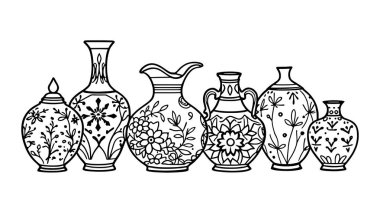 Güzel vazo çizgisi. Minimalist ev dekorasyonu sanat baskısı.