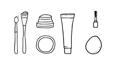 Güzellik Makyaj Aletleri Resim çizimi, zarif güzellik simgeleri