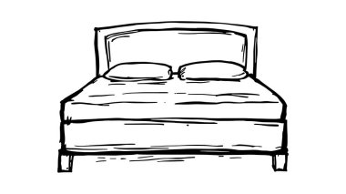 Yatak Çerçeve Çizgisi, ev dekorasyonu için temiz ve zarif bir taslak.